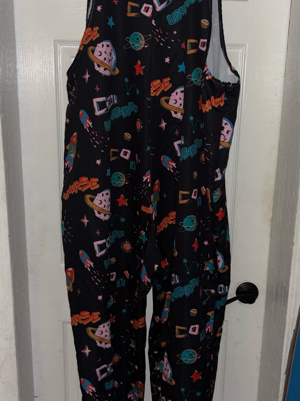 SHEIN Black Space-Print Sleeveless Romper with Colorful Planets Sz 2XL